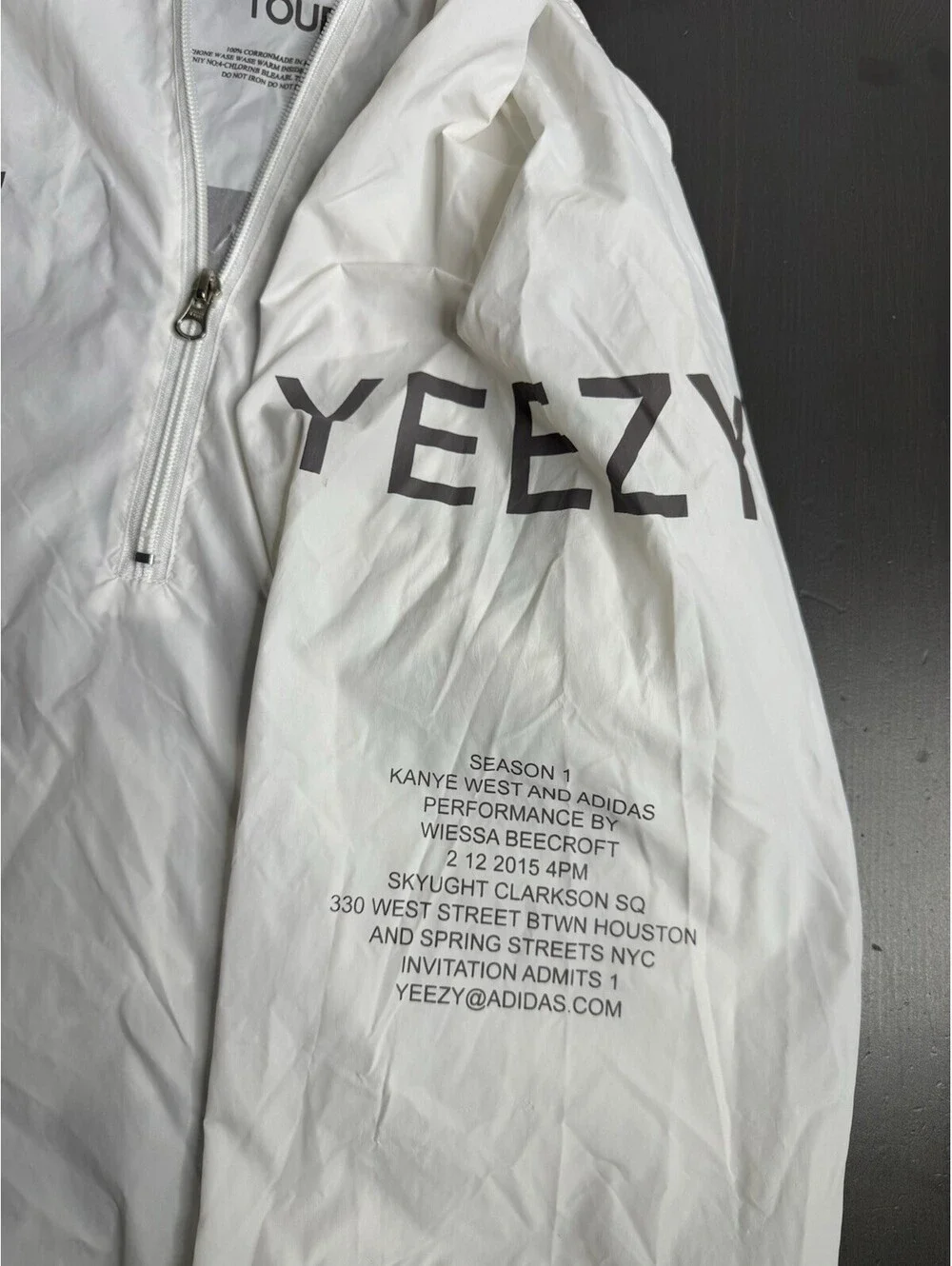 Adidas Yeezus Tour Windbreaker Jacket Mens White Kanye West Merchandise